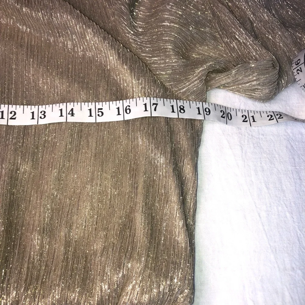 Sam & Jess Semi-Sheer Tiered Ruffle Mock turtleneck Dress Shimmer Gold S…